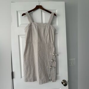 Simply Noelle Light Beige Mini Dress with Side Buckles